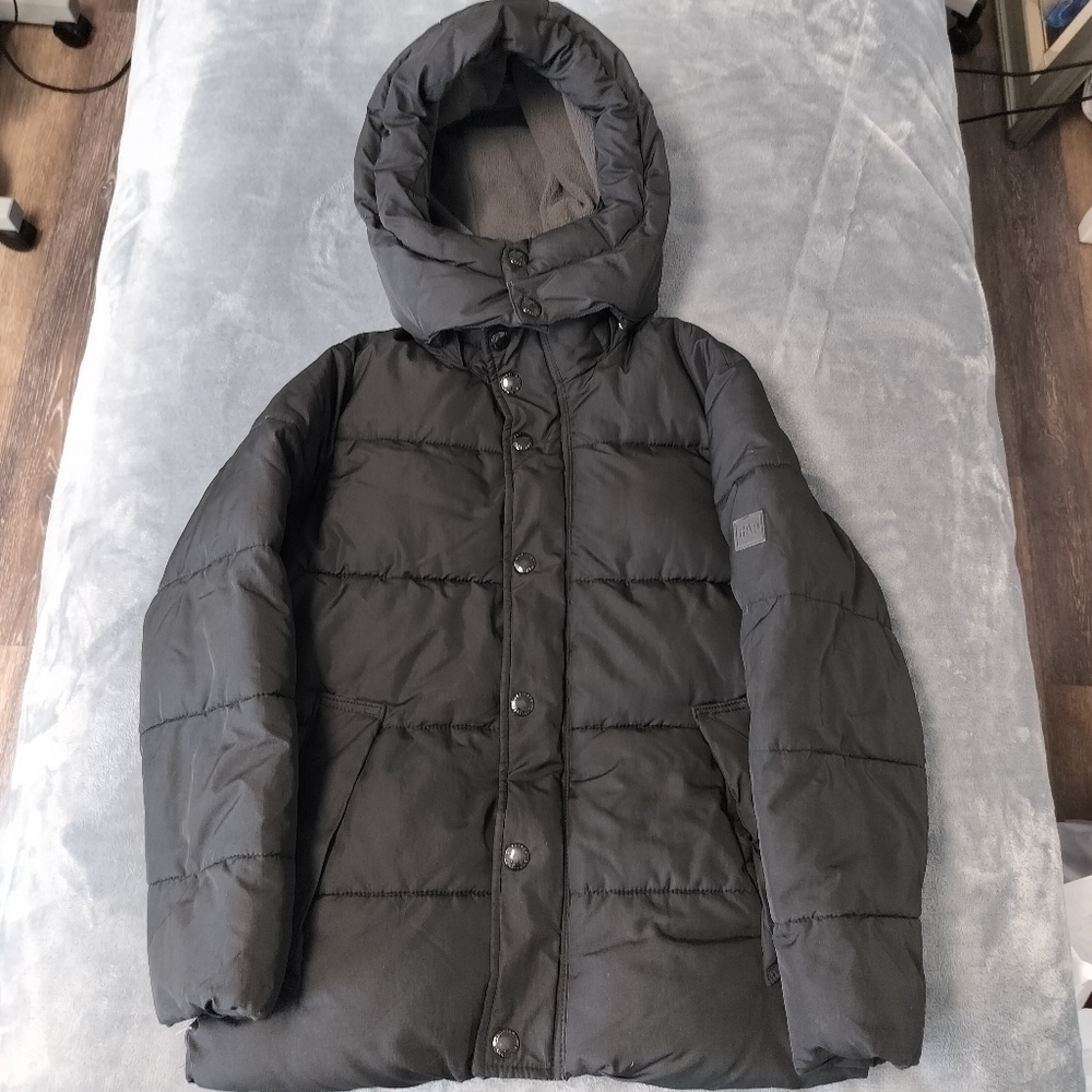 Gap Kids Black Puffer Coat Jacket Size M Regular with Hood Outerwear